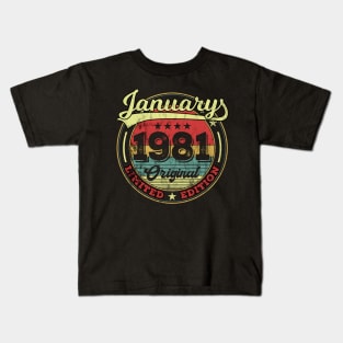 40th Birthday Vintage January 1981 400 Years Gift Kids T-Shirt